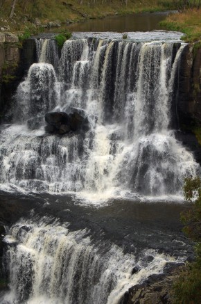 A large waterfall.