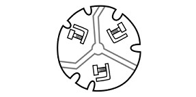 A diagram of the back of a three pin power point plug.